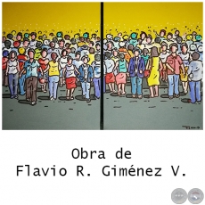 Gente saliendo del trabajo - Dptico de Flavio Gimnez